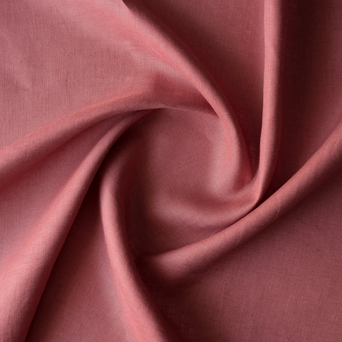 Rustic Blush dusty berry-rose 100% linen fabric, 140 GSM, 60 LEA – close-up weave texture