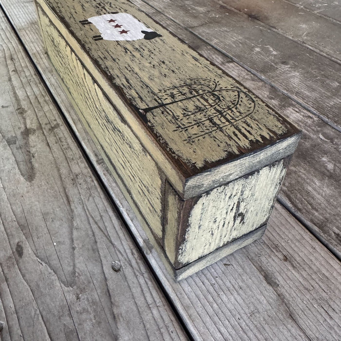 Rustic Wood Centerpiece Box - Willow & Sheep - Primitive Star Quilt Shop