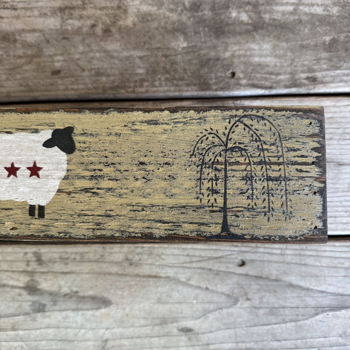 Rustic Wood Centerpiece Box - Willow & Sheep - Primitive Star Quilt Shop