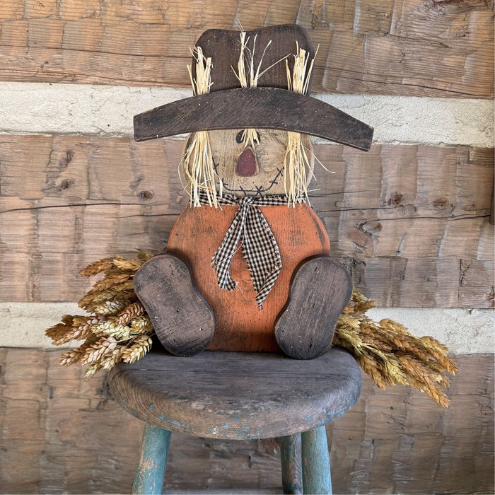 Rustic Wood Scarecrow Sitter - Primitive Star Quilt Shop