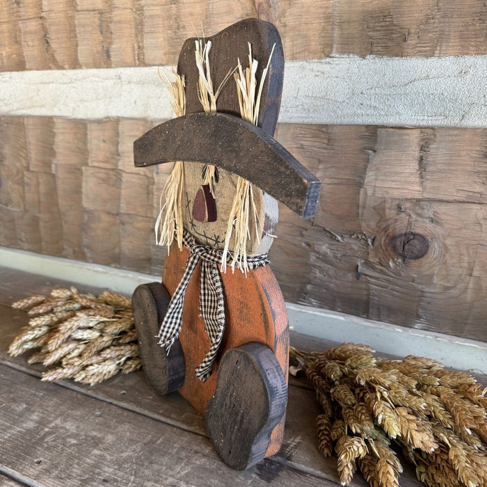 Rustic Wood Scarecrow Sitter - Primitive Star Quilt Shop