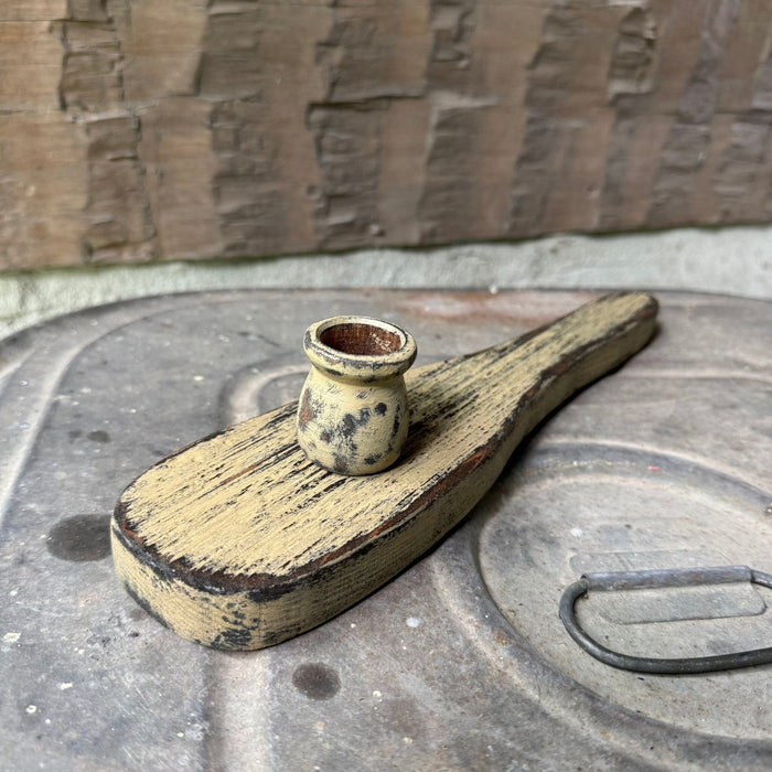 Rustic Wooden Spoon Candle Holder with Color Options Yellow Beige- Primitive Star Quilt Shop