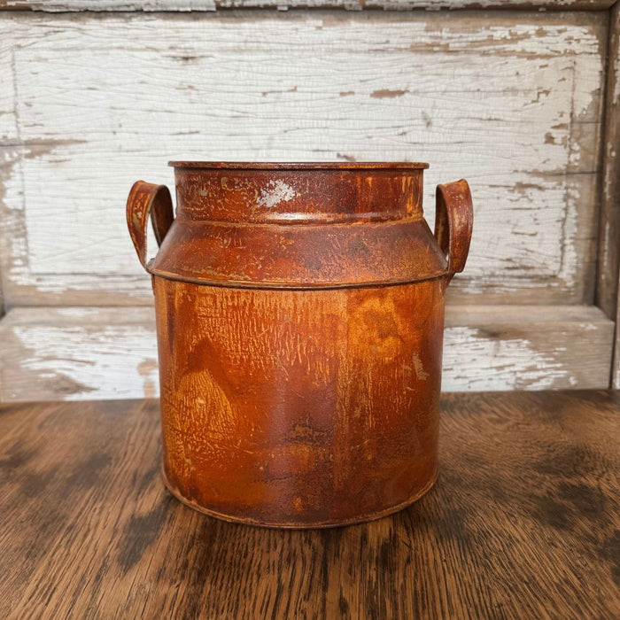 Rusty Tin Wide Milk Can - 7" - Primitive Star Quilt Shop