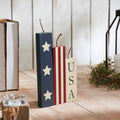 RWB Stars & Stripes Painted Wooden Candles - Set of 3 - Primitive Star Quilt Shop