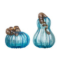 S/2 Blue Glass Pumpkin Decor