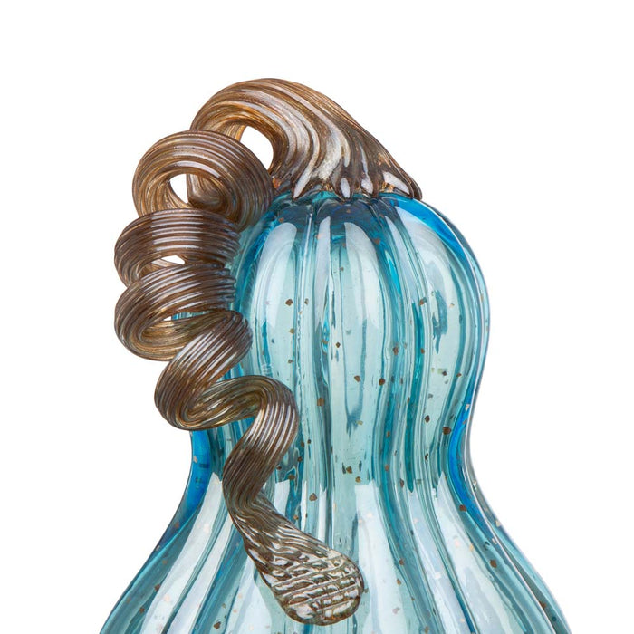 S/2 Blue Glass Pumpkin Decor