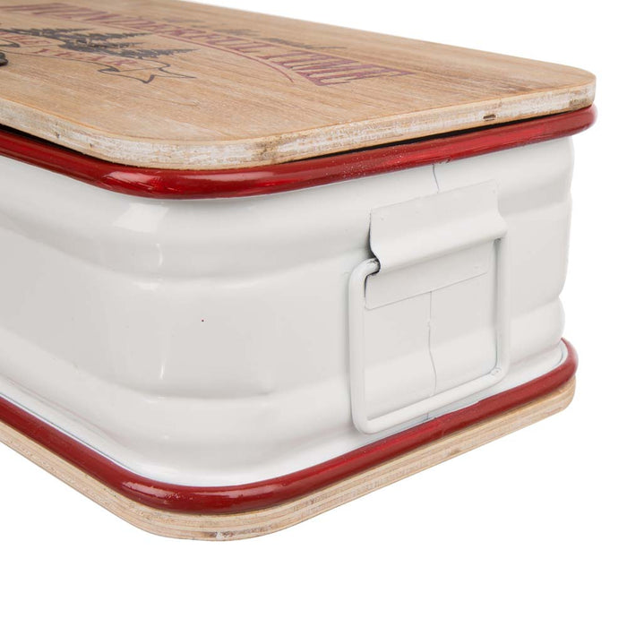 S/2 Enameled Metal/Wooden Storage Chests