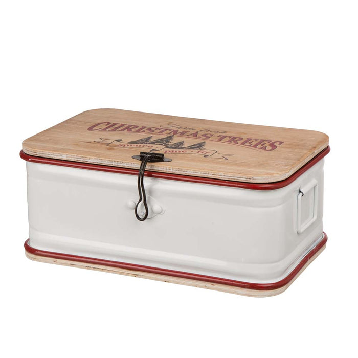 S/2 Enameled Metal/Wooden Storage Chests