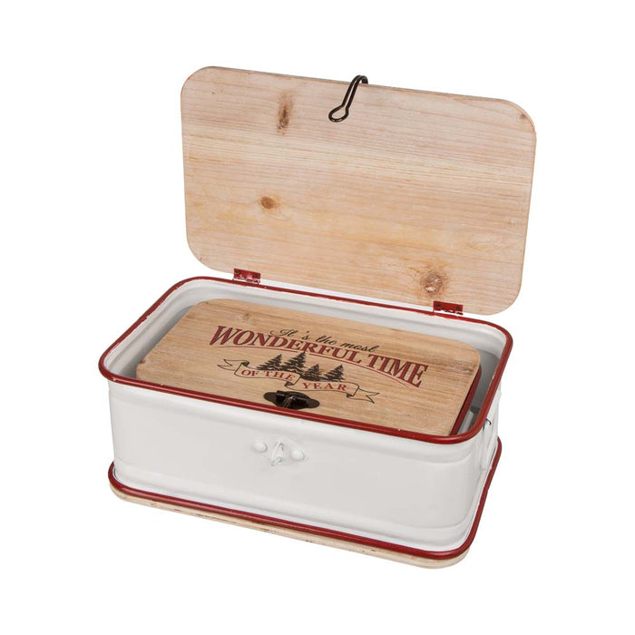 S/2 Enameled Metal/Wooden Storage Chests