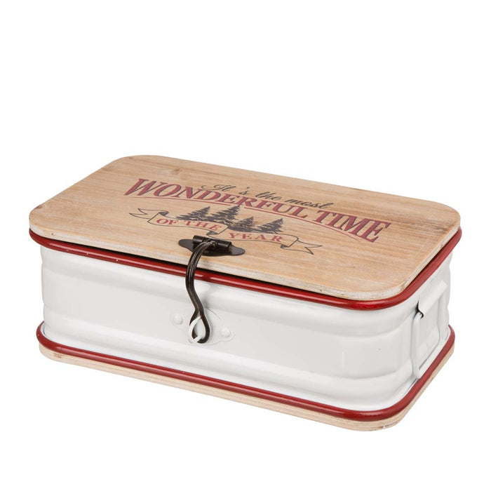 S/2 Enameled Metal/Wooden Storage Chests