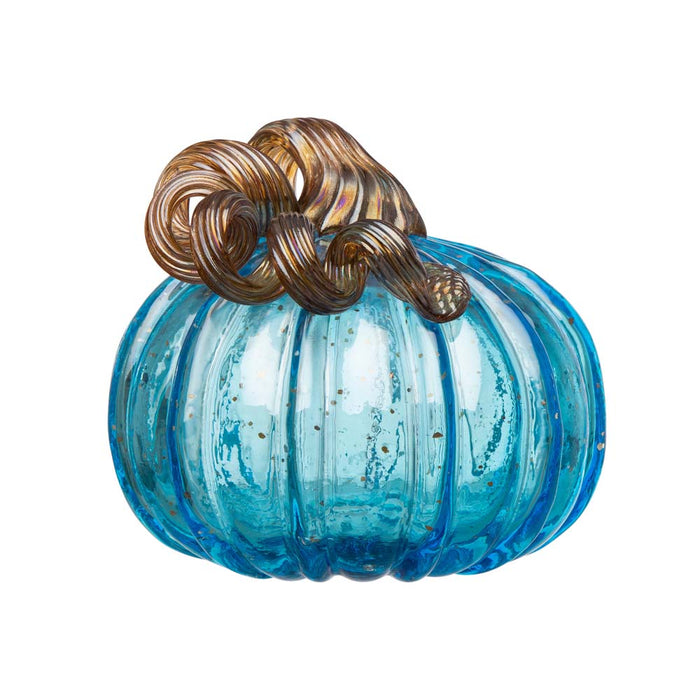 S/3 Blue Glass Pumpkin