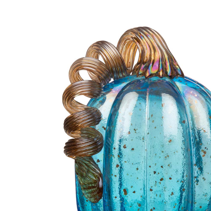 S/3 Blue Glass Pumpkin