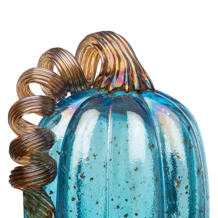 S/3 Blue Glass Pumpkin