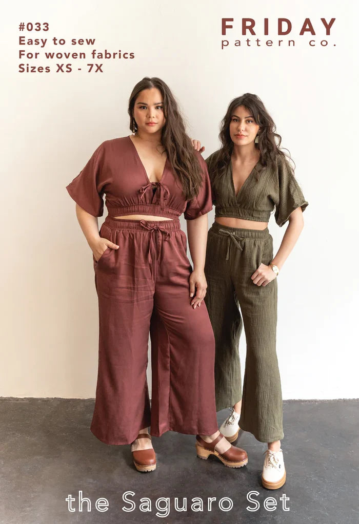 Saguaro Set Sewing Pattern – two-piece elastic waist pants & reversible V-neck top (XS–7X)