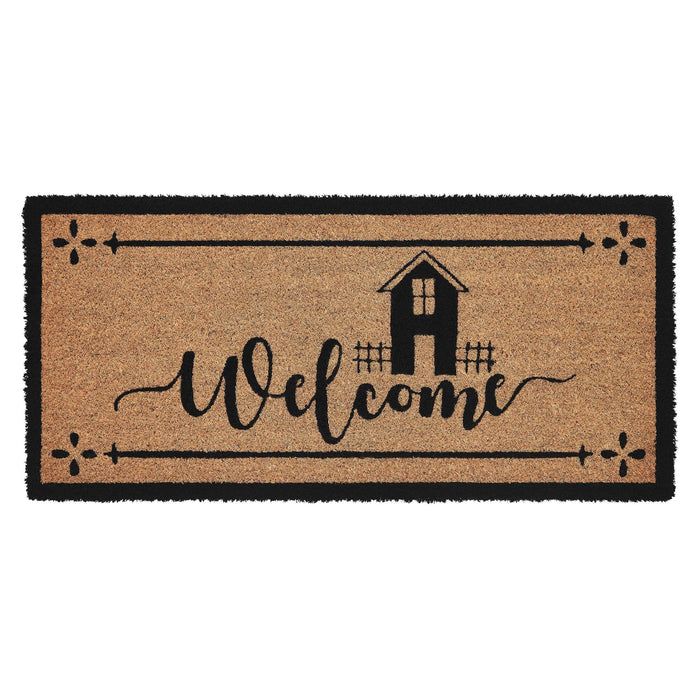 Saltbox House "Welcome" Coir Rectangle Rug 17x36" - Primitive Star Quilt Shop