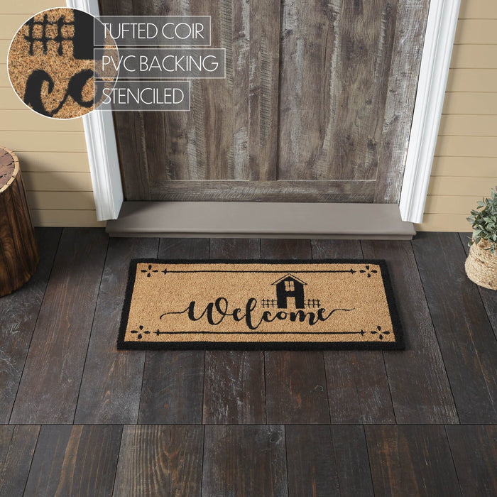Saltbox House "Welcome" Coir Rectangle Rug 17x36" - Primitive Star Quilt Shop
