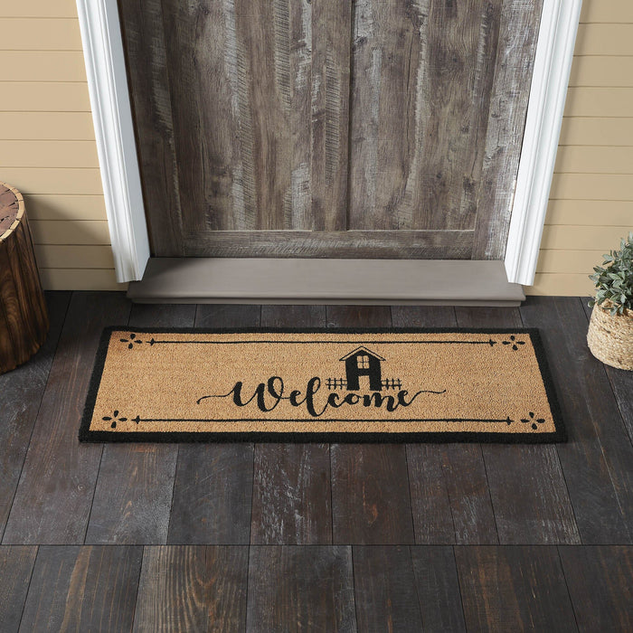 Saltbox House "Welcome" Coir Rectangle Rug 17x48" - Primitive Star Quilt Shop