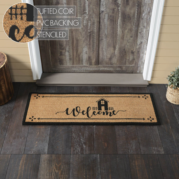 Saltbox House "Welcome" Coir Rectangle Rug 17x48" - Primitive Star Quilt Shop