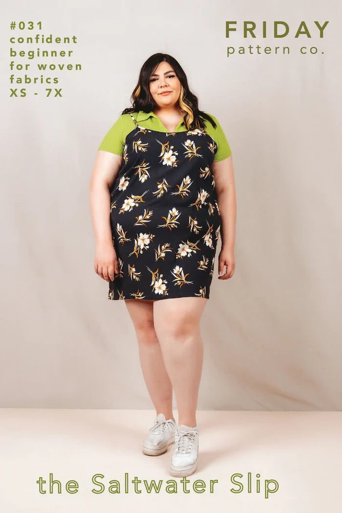 Saltwater Slip Dress Sewing Pattern – adjustable strap slip dress in mini and tea length (XS–7X)