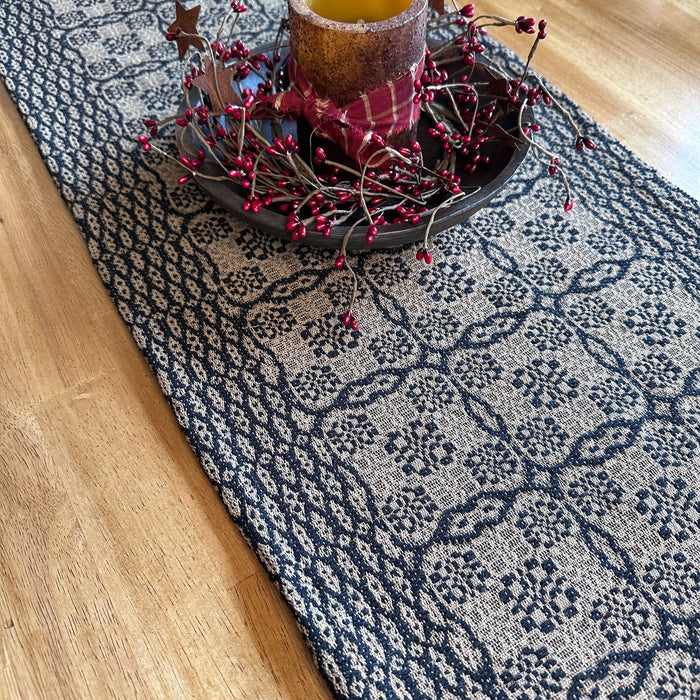 Saratoga Black and Tan Woven Table Runner 56" - Primitive Star Quilt Shop