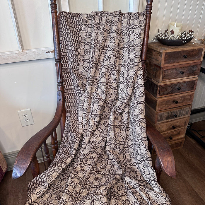 Saratoga Chocolate and Linen Woven Throw - Primitive Star Quilt Shop