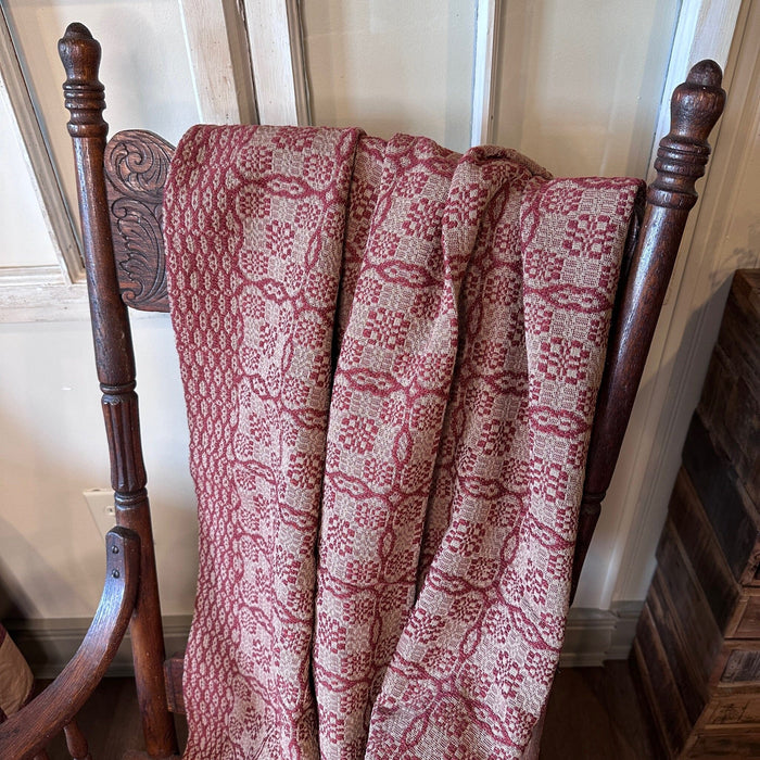 Saratoga Garnet and Tan Woven Throw - Primitive Star Quilt Shop