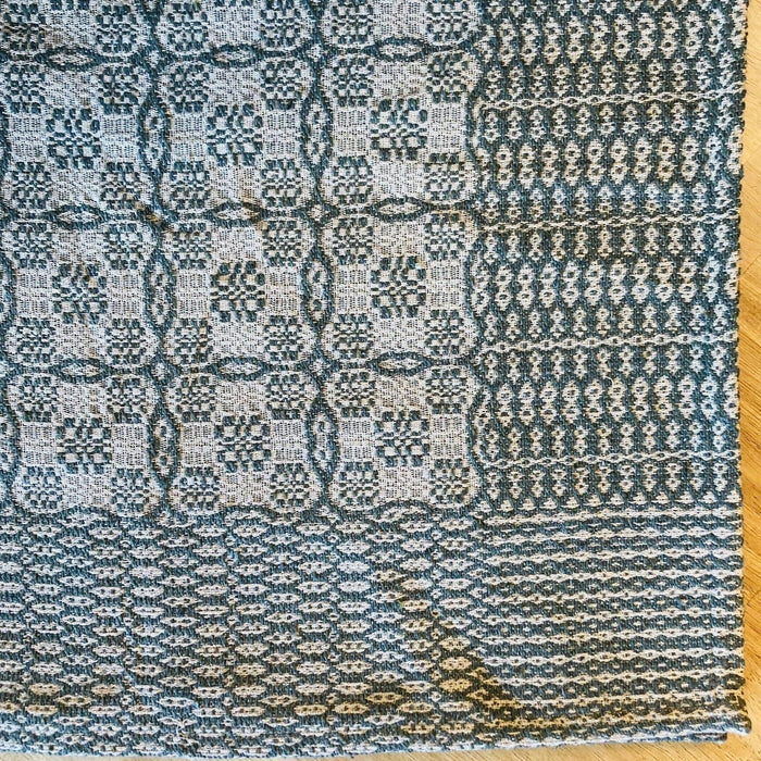 Saratoga Green and Linen Woven Coverlet - Primitive Star Quilt Shop