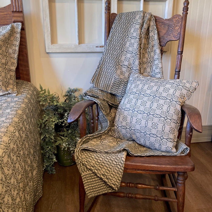 Saratoga Green and Linen Woven Pillow 16" - Primitive Star Quilt Shop