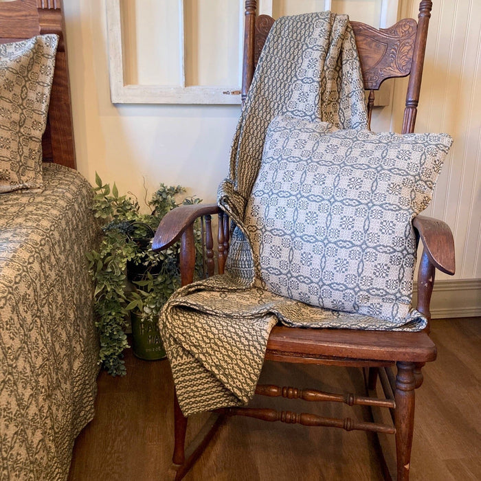 Saratoga Green and Linen Woven Pillow 20" - Primitive Star Quilt Shop