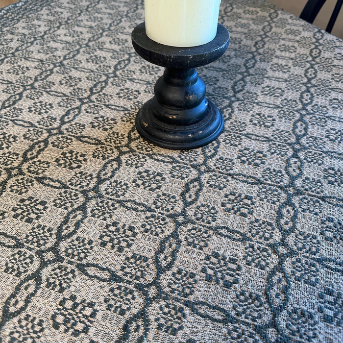 Saratoga Green and Linen Woven Small Table Cloth 34" - Primitive Star Quilt Shop