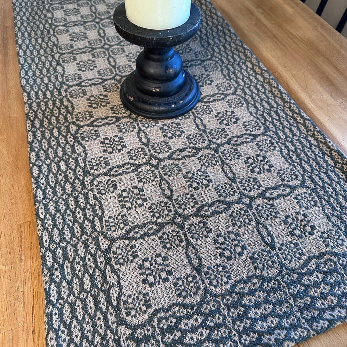 Saratoga Green and Linen Woven Table Runner 32" - Primitive Star Quilt Shop