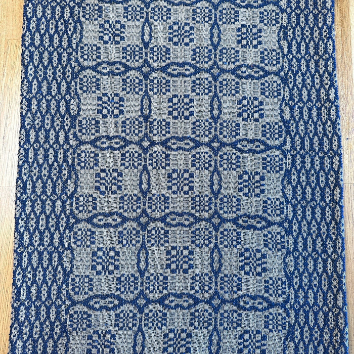 Saratoga Navy and Tan Woven Table Runner 56" - Primitive Star Quilt Shop