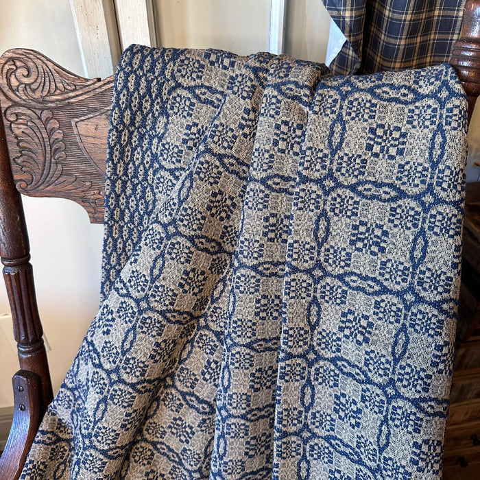 Saratoga Navy and Tan Woven Throw - Primitive Star Quilt Shop