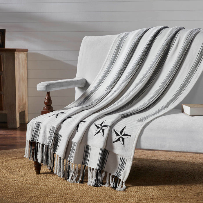 Sawyer Mill Black Ticking Stripe Woven Throw - Primitive Star Quilt Shop