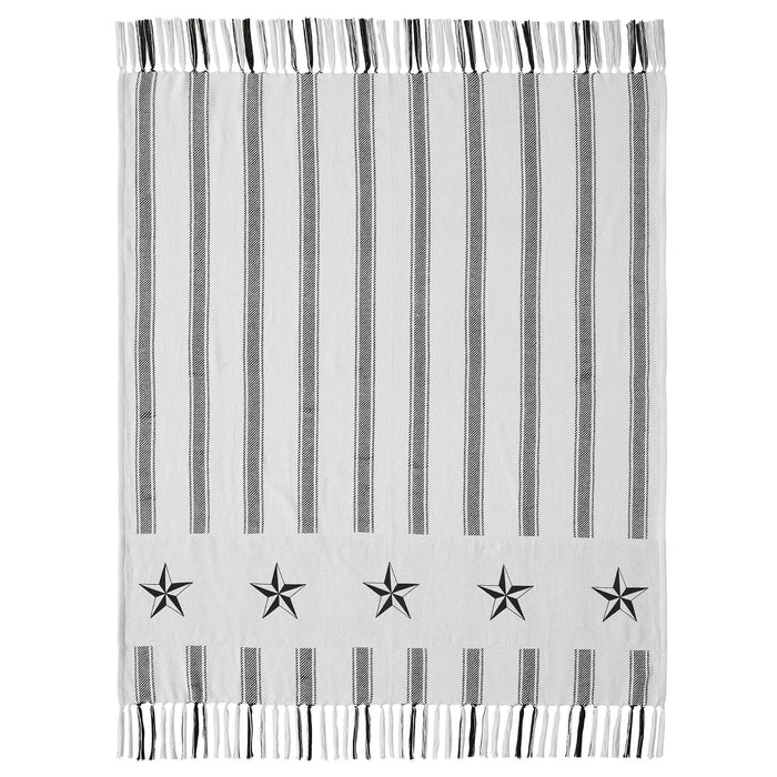 Sawyer Mill Black Ticking Stripe Woven Throw - Primitive Star Quilt Shop