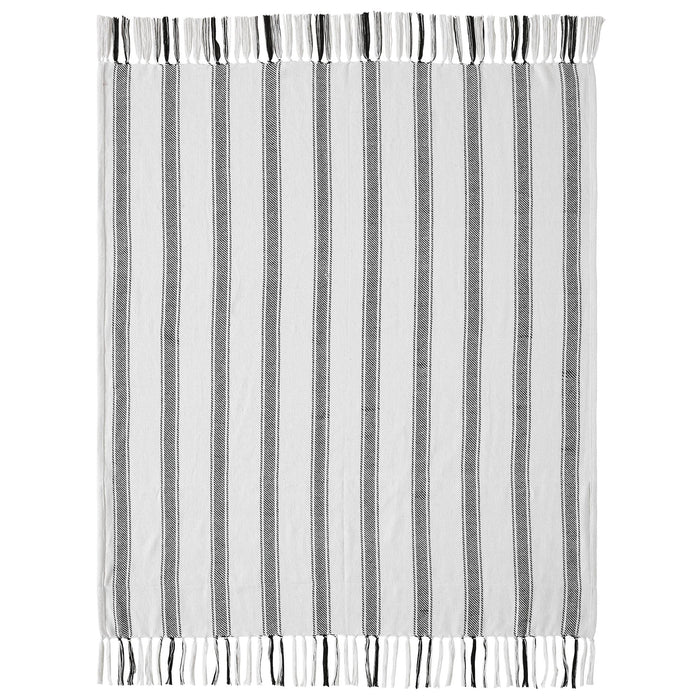 Sawyer Mill Black Ticking Stripe Woven Throw - Primitive Star Quilt Shop