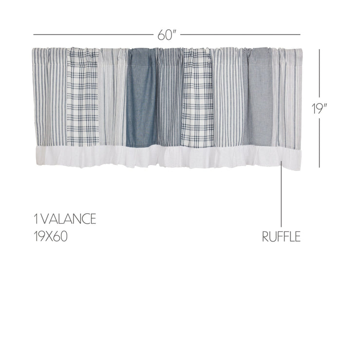 Sawyer Mill Blue Patchwork Lined Valance 60" - Primitive Star Quilt Shop