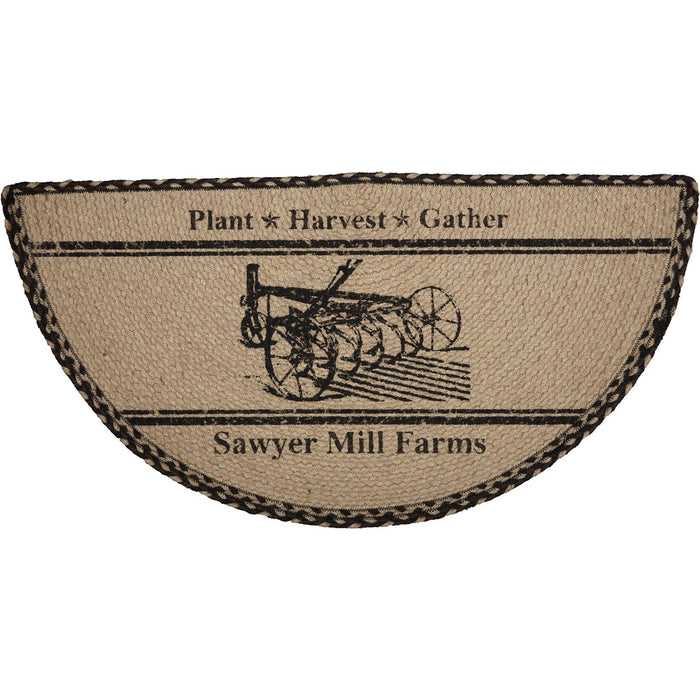Sawyer Mill Charcoal Plow Half Circle Braided Rug 16.5x33" - Primitive Star Quilt Shop