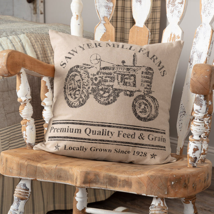 Sawyer Mill Charcoal Tractor Pillow 18" Filled - Primitive Star Quilt Shop