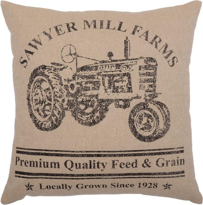 Sawyer Mill Charcoal Tractor Pillow 18" Filled - Primitive Star Quilt Shop