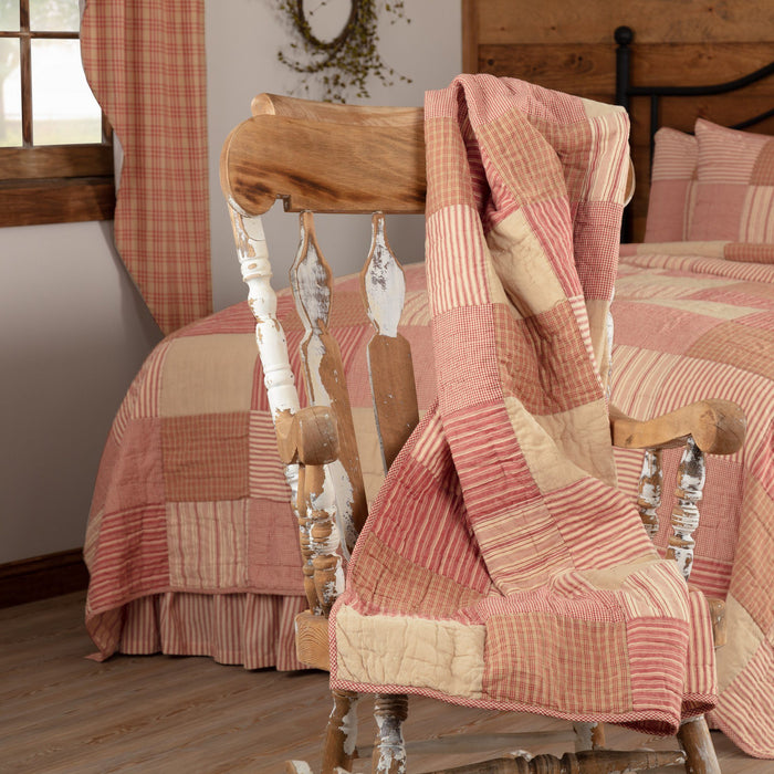 Sawyer Mill Red Block Quilted Throw - Primitive Star Quilt Shop