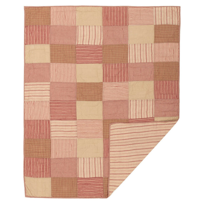 Sawyer Mill Red Block Quilted Throw - Primitive Star Quilt Shop
