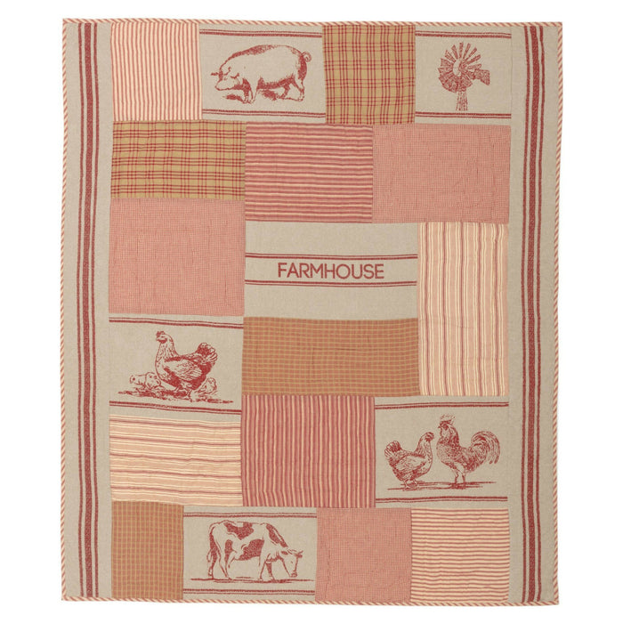 Sawyer Mill Red Farm Animal Quilted Throw - Primitive Star Quilt Shop