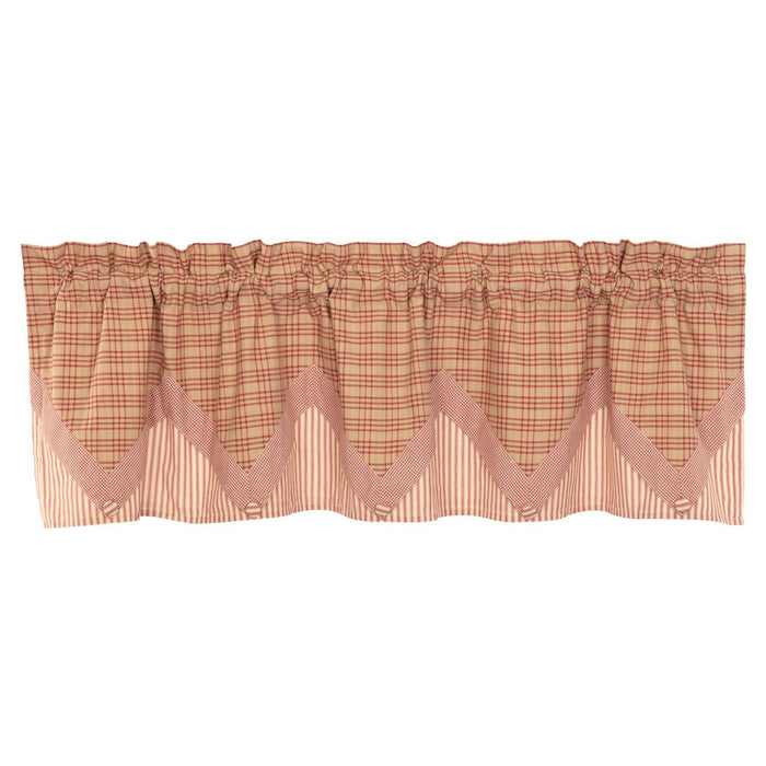 Sawyer Mill Red Layered Lined Valance 72" - Primitive Star Quilt Shop