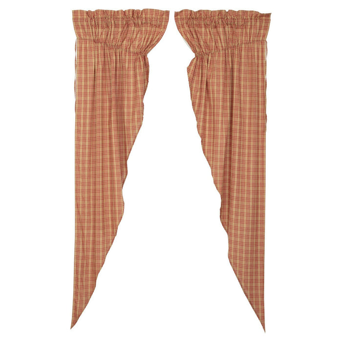 Sawyer Mill Red Plaid Lined Long Prairie Curtains 84" - Primitive Star Quilt Shop