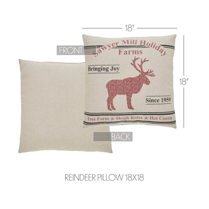 Sawyer Mill Reindeer Pillow 18" - Primitive Star Quilt Shop