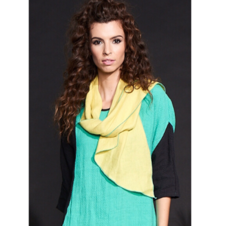 Model wearing a yellow scarf