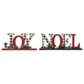Set of 2 Christmas Wooden Plaid JOY & NOEL Table Decors
