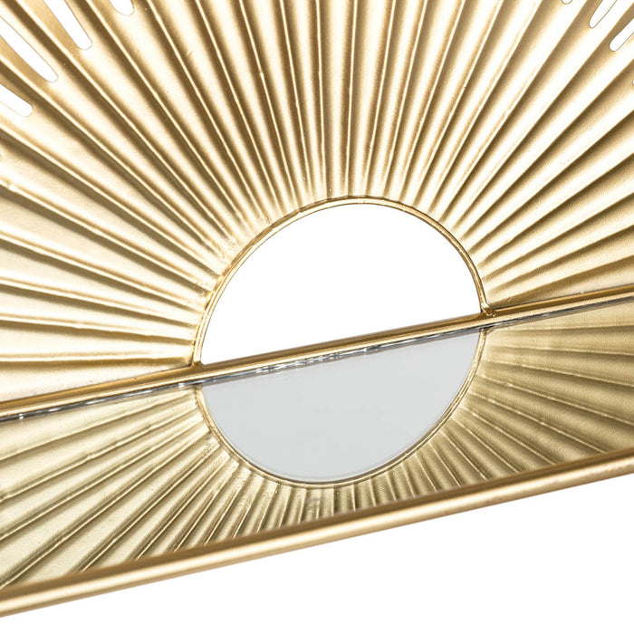 Set of 2 Regency Modern Gold Fan Shaped Wall Shelf With Mirror Base