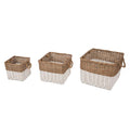 Set of 3pcs Natural/White Square Willow Baskets